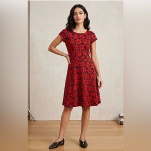 Lesley Evers Floral Cap Sleeve Fit N Flare Boho Mod Dress Size Tiny/xs